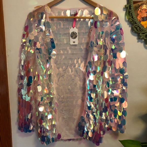 Jackets & Blazers - Couture costumes iridescent pink sequin jacket